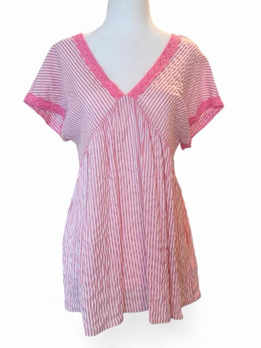 Women’s Pink Striped V-Neck Tunic Top